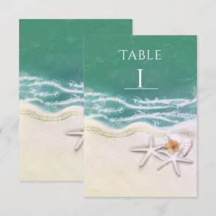Invitation Étoile de mer sur la table de numéro d'eau de mer 
