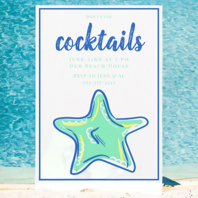 Invitation Étoile de mer verte prépa / Fête de plage côtière (Créateur téléchargé)
