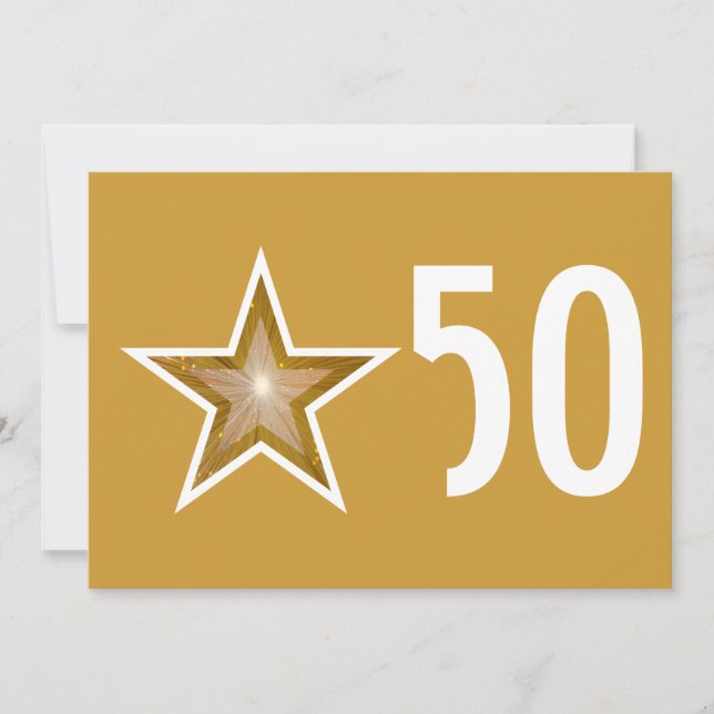 Invitation étoile dorée '50' anniversaire (Devant)