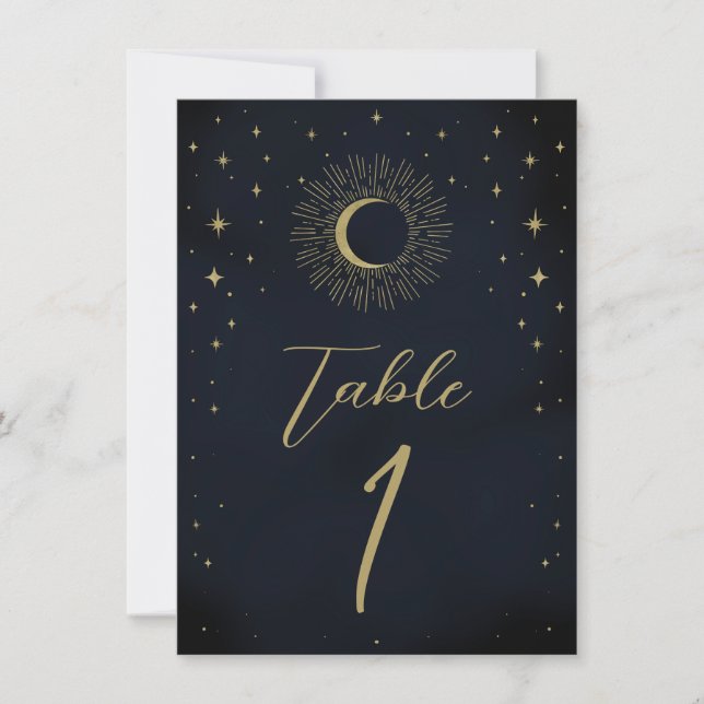 Invitation Étoile dorée Nuit Celeste Table numéro de coup de  (Devant)