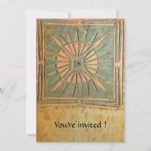 Invitation ÉTOILE DU MATIN, jaune vert antique, blanc