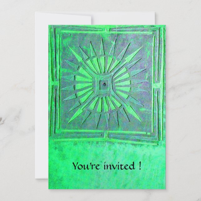 Invitation ÉTOILE DU MATIN  MONOGRAMME , vert clair brillant (Devant)