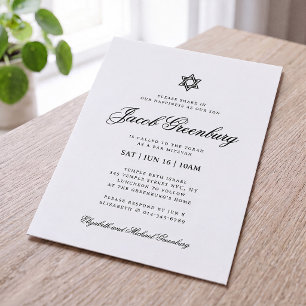 Invitation Étoile élégante de David Bar Mitzvah Minimaliste
