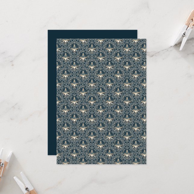 Invitation Étoile imprimable des fans Art déco Mandala Wonder (Devant/Arrière en situation)