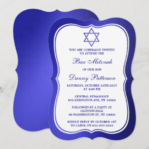 Invitation Etoile Juive Bleue Métallique De David Bar Mitzvah