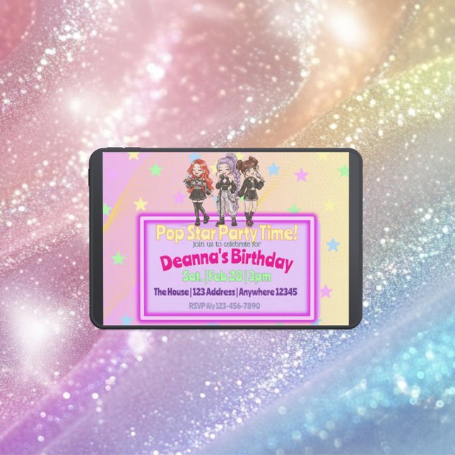 Invitation Étoile KPOP Fête Anniversaire (Créateur téléchargé)