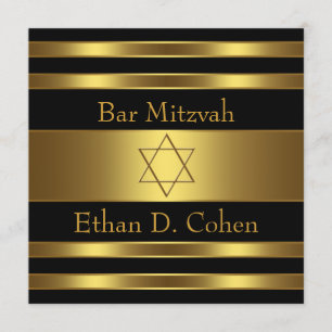 Invitation Étoile noire de David Bar Mitzvah en or