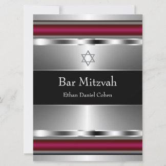 Invitation Étoile noire rouge de David Bar Mitzvah