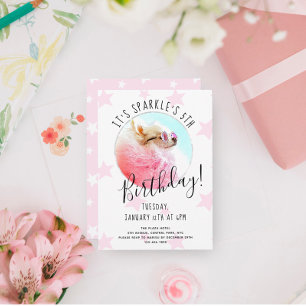 Invitation Étoile pour animaux Photo Chien Anniversaire Fêt