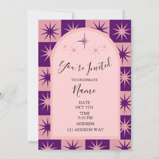 Invitation étoile rose et violette
