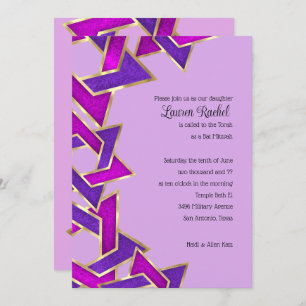 Invitation Étoile rose violet bat mitzvah de David Invitat