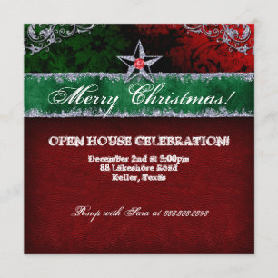 Invitation Étoile rouge verte Vintage de Noël