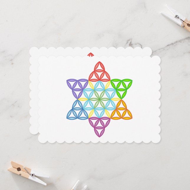 Invitation Étoile Sacrée - Étoile De Vie, 02/3D-CF. (Devant/Arrière en situation)