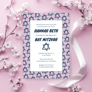 Invitation Étoile simple de David Custom B'nai Bat Bar Mitzva