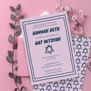 Invitation Étoile simple de David Custom B'nai Bat Bar Mitzva
