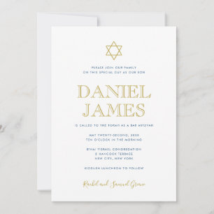 Invitation Étoile simple, Texte sur le dos, Bar Mitzvah