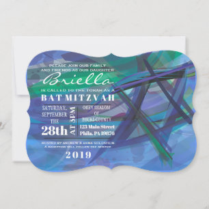 Invitation ÉTOILE TRANSPARENTE Bat Bar Mitzvah bleu invitatio