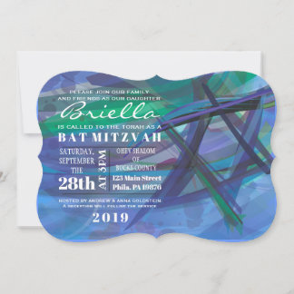 Invitation ÉTOILE TRANSPARENTE Bat Bar Mitzvah bleu invitatio