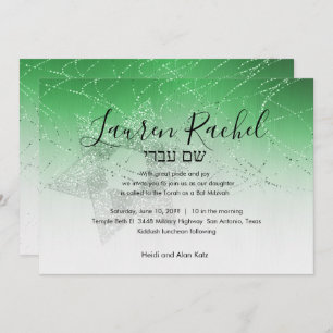 Invitation Étoile verte bat mitzvah de David Glittery