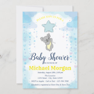 Invitation Etoiles, Baby shower bébé ours