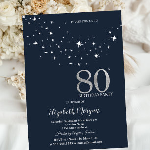 Invitation Étoiles Blanches Simples Fête d'Anniversaire 75 an