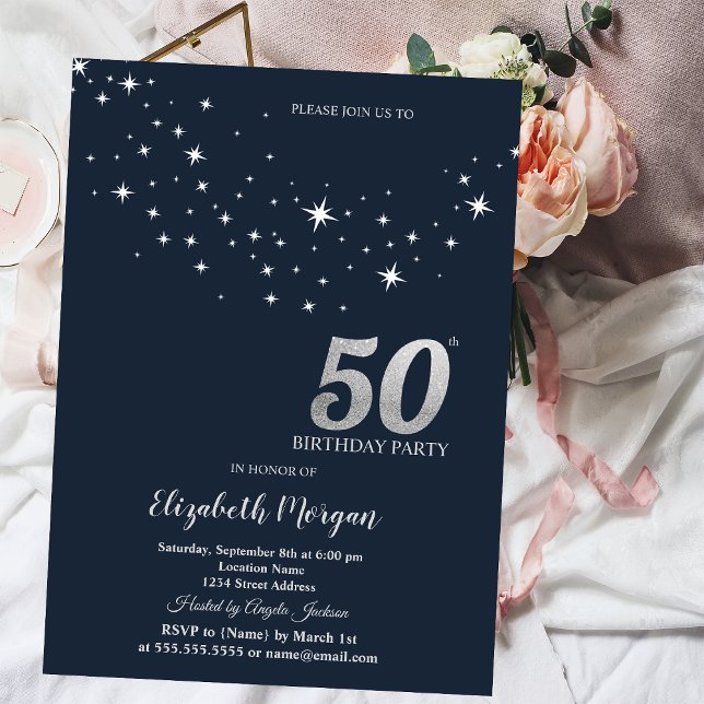 Invitation Étoiles Blanches Simples Fête d'Anniversaire des 5 (Créateur téléchargé)
