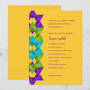 Invitation Étoiles bleu violet bat mitzvah sur n'importe quel