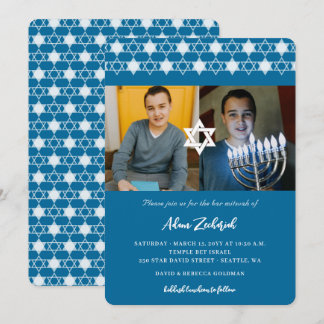 Invitation Étoiles Bleues Modernes De David Boy Bar Mitzvah 2