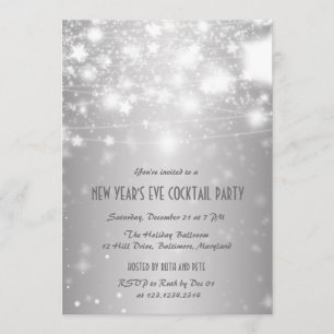 Invitation Étoiles brillantes de partie argentée élégante de