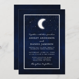 Invitation Étoiles céleste de lune Mariage encadré
