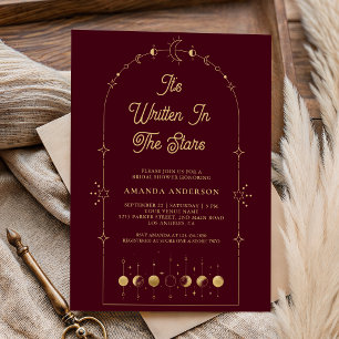 Invitation Étoiles célestes Burgundy Gold Lune Shower de mari