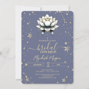 Invitation Étoiles célestes du Lotus Blanc Pastel Lavande Nup