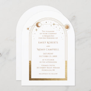 Invitation Étoiles célestes en or blanc