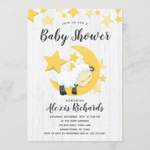 Invitation Étoiles célestes et Baby shower d'agneau Invitatio