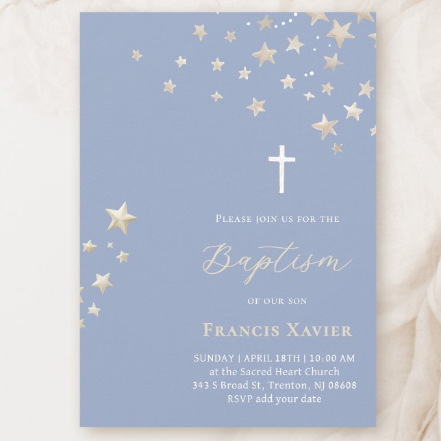 Invitation étoiles ciel | Baptême  (Créateur téléchargé)