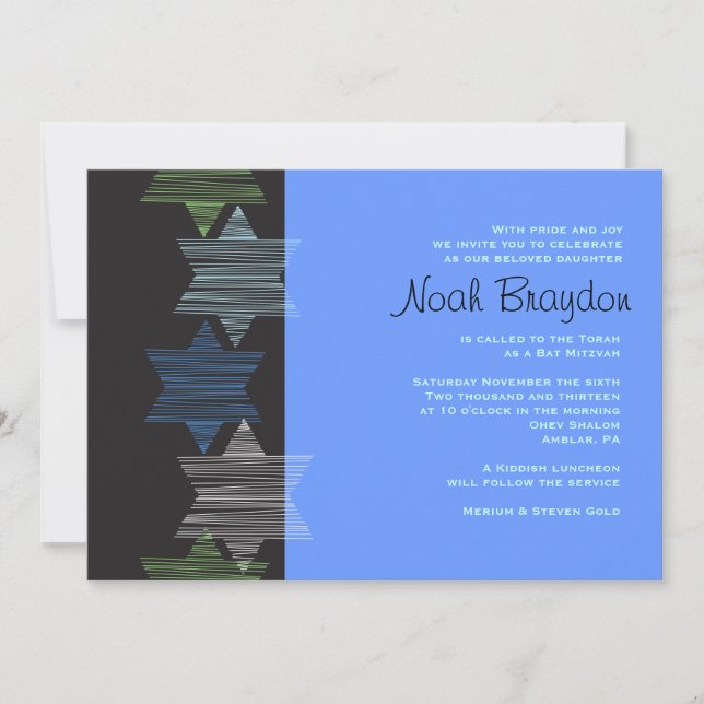 Invitation ÉTOILES CONNECTANT L'Invitation Bat mitzvah À La B (Devant)
