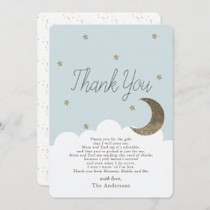Invitation Etoiles & Crecsent Lune Bleu Baby shower Merci I