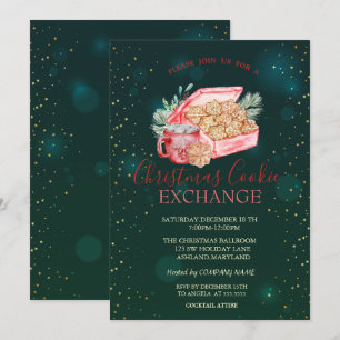 Invitation Étoiles de biscuits de Noël Noël vert