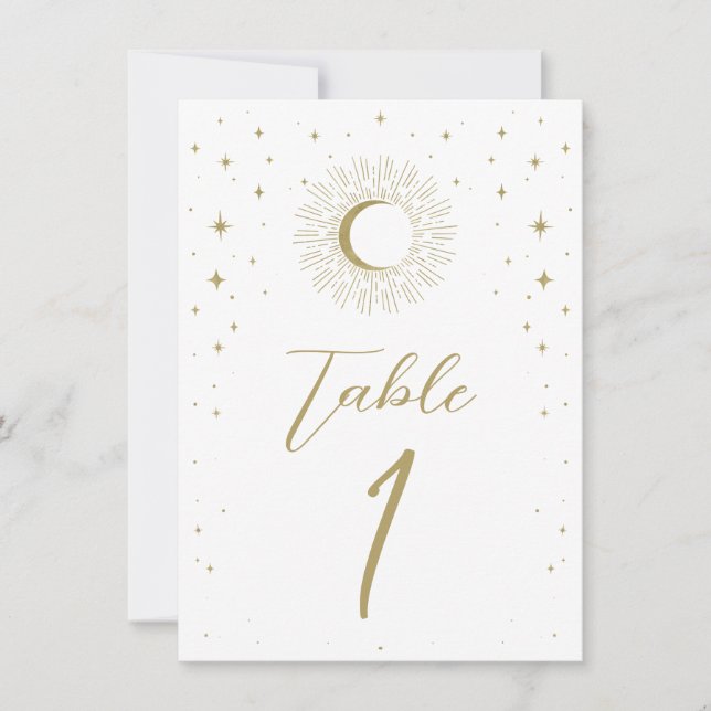 Invitation Étoiles de Blanc Or Soleil Céleste en Éclats Numér (Devant)