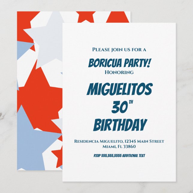 Invitation Étoiles de fête d'anniversaire latino hispaniques  (Devant / Derrière)