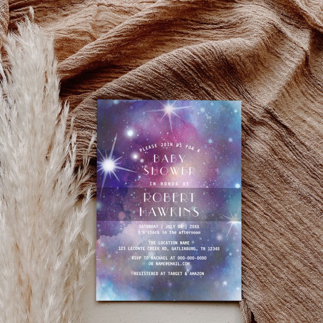 Invitation Étoiles de Galaxie et Baby shower spatial (Créateur téléchargé)
