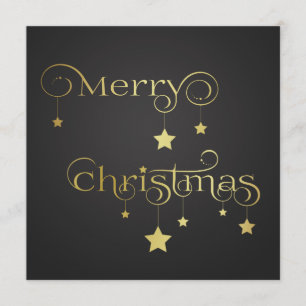 Invitation Étoiles de Joyeux Noël d'or