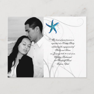 Invitation Étoiles de mer bleues avec le fiançailles de