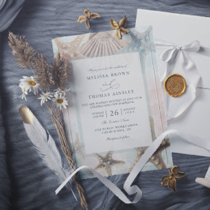 Invitation Étoiles de mer Coquillages Plage Tropicale Élégant