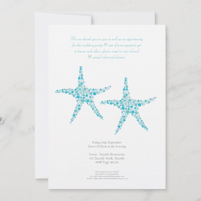 Invitation Étoiles de mer de turquoise d'Aqua de mariage de (Devant)