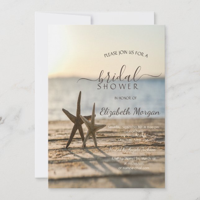 Invitation Étoiles de mer Fête de mariage sur la plage  (Devant)