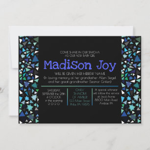 Invitation ÉTOILES DE NEON GLOWING Jewish Baby Naming Invitat
