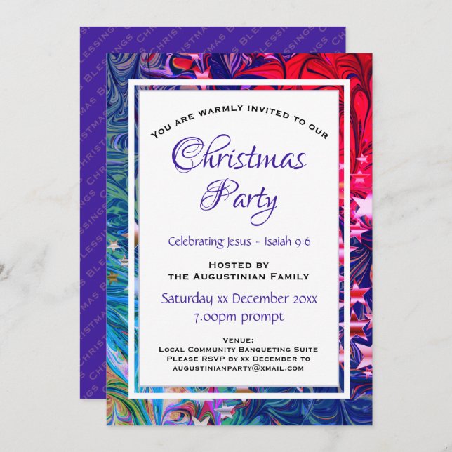 Invitation ÉTOILES DE NOËL | Hiver Abstrait | Fête (Devant / Derrière)