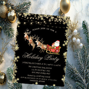 Invitation Étoiles de Noël Sleigh Reindeers Père Noël