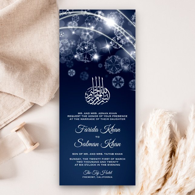 Invitation Étoiles de nuit bleu magique Mariage musulman isla (Créateur téléchargé)